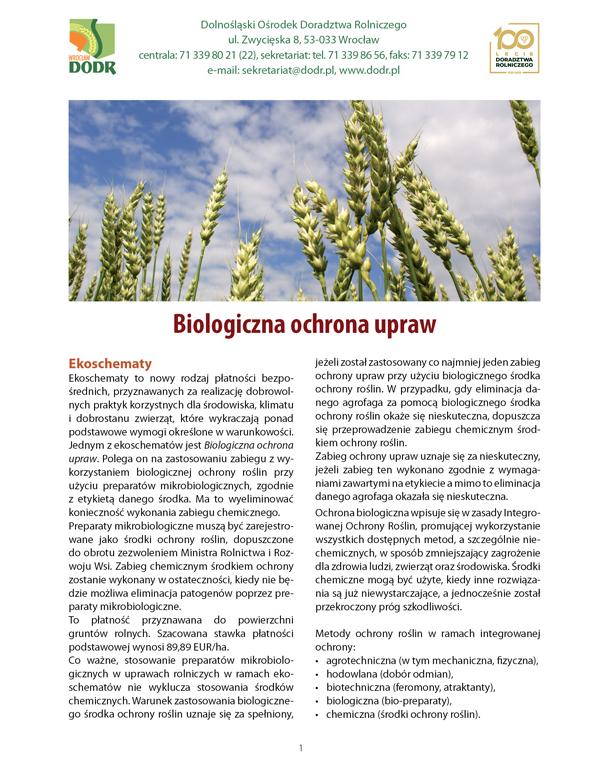 Okładka broszury "Biologiczna ochrona upraw"
